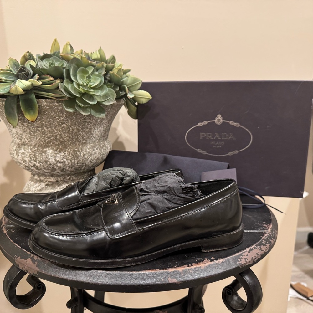 Prada Women’s Glossy Black Slip-On Loafers